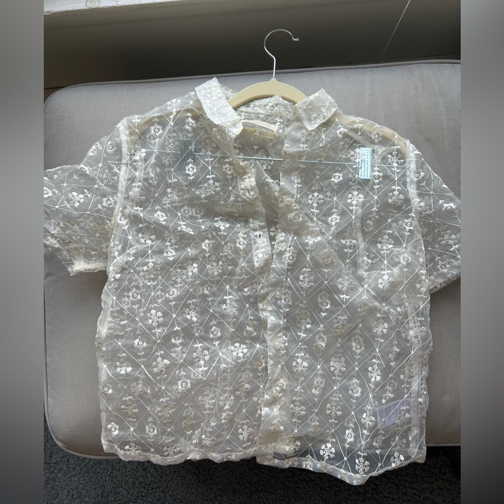 Urban Outfitters lace short sleeved button up size M